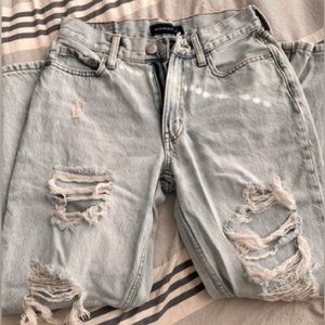 Aeropostale light washed/distressed mom jeans, size 2